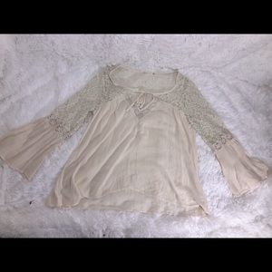 off white lace boho bell sleeve blouse